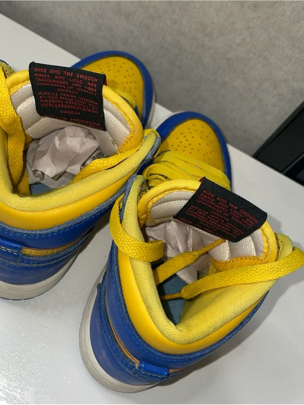 Jordan 1 Retro High Og Kids Shoes Boy/ Girl Yellow Blue Reverse Laney Size 12C